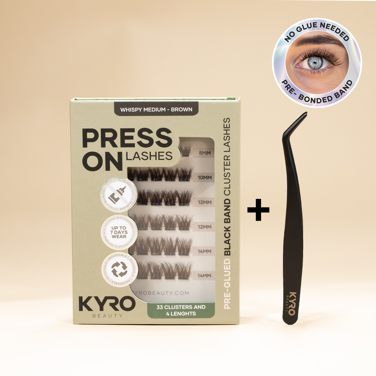 Starterkit Pre-Glued Whispy Medium (Brown) - Press-On Lashes