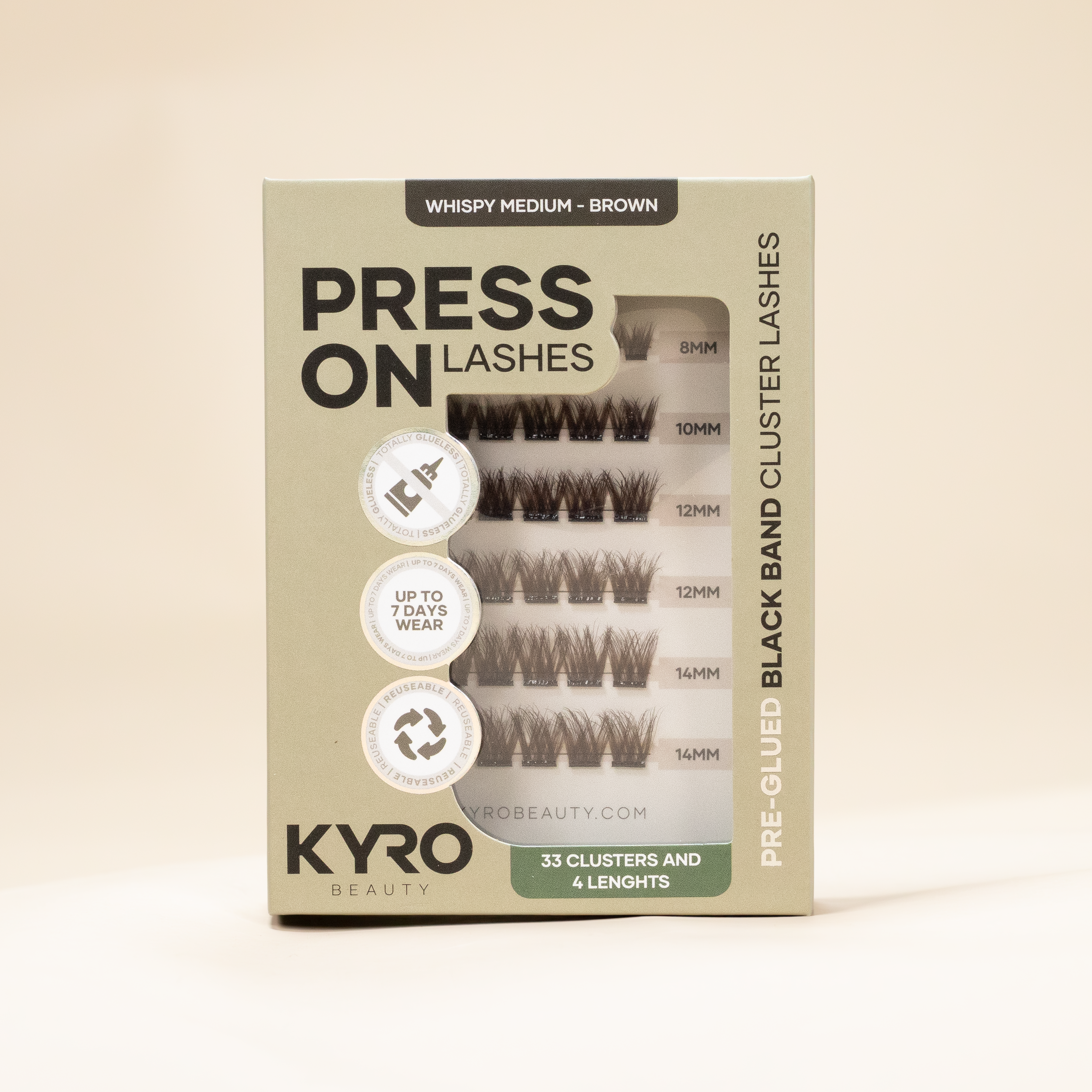Pre-Glued Whispy Medium - Press-On Lashes (Brown)